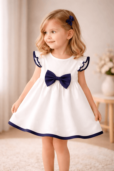 Little Princess Dress "Lavin" — Rosaline with Burgundy Bow