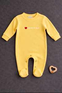 I ❤️ Mom & Dad Yellow Baby Romper