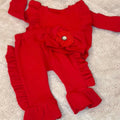 Red Carnation Baby Tracksuit — 3-Piece Cotton Set