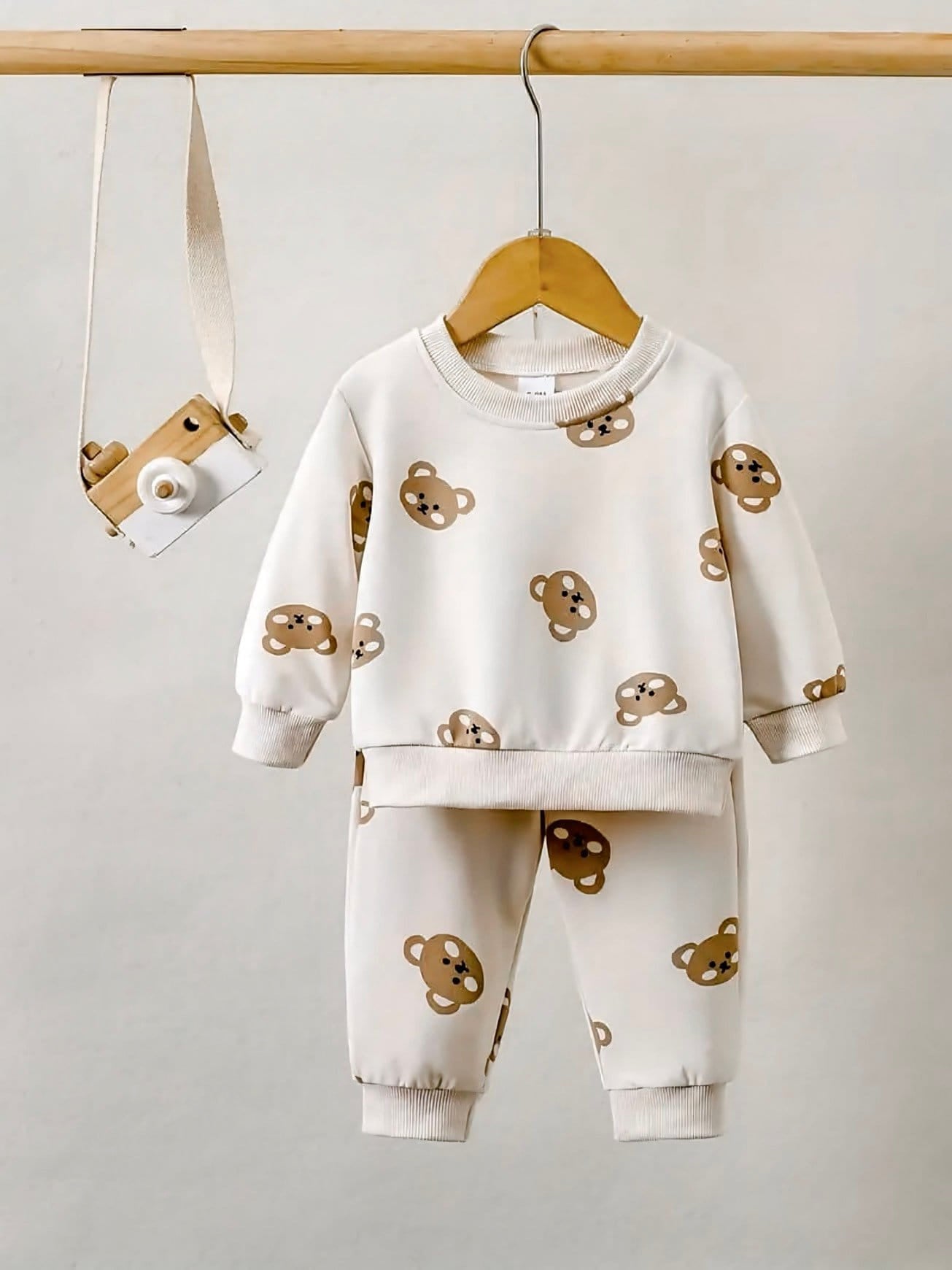 Coffee Teddy Bear Baby Tracksuit — 2-Piece Set