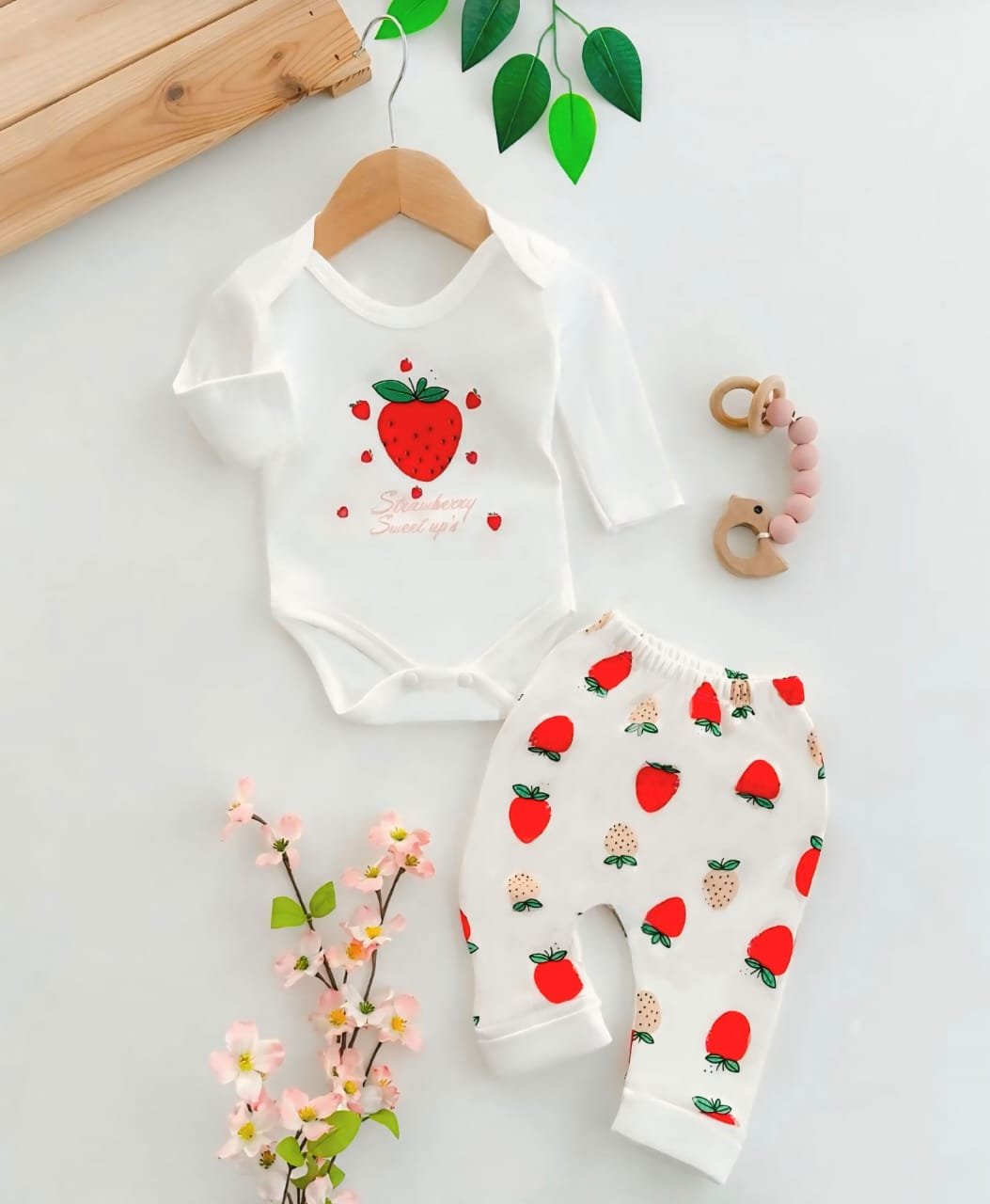 Strawberry Baby Tracksuit — 2-Piece Cotton Set
