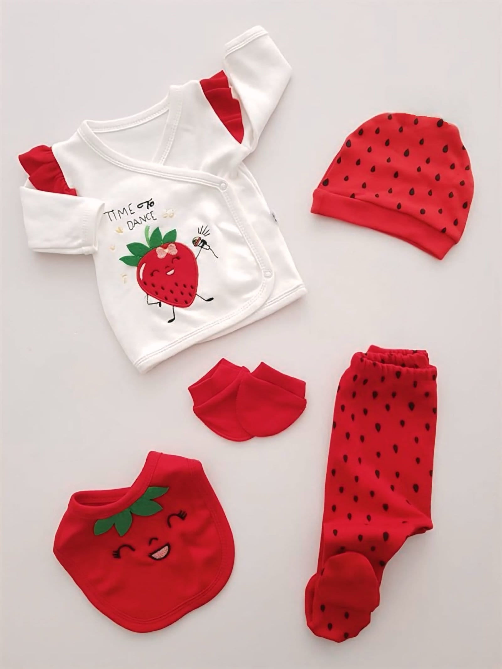Strawberry 5-Piece Baby Pajama Set