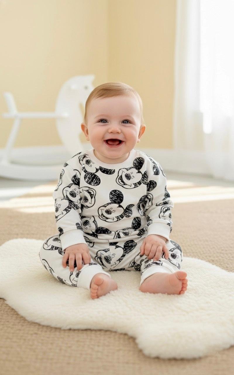Mickey Mouse Summer Baby Tracksuit — 2-Piece Cotton Set