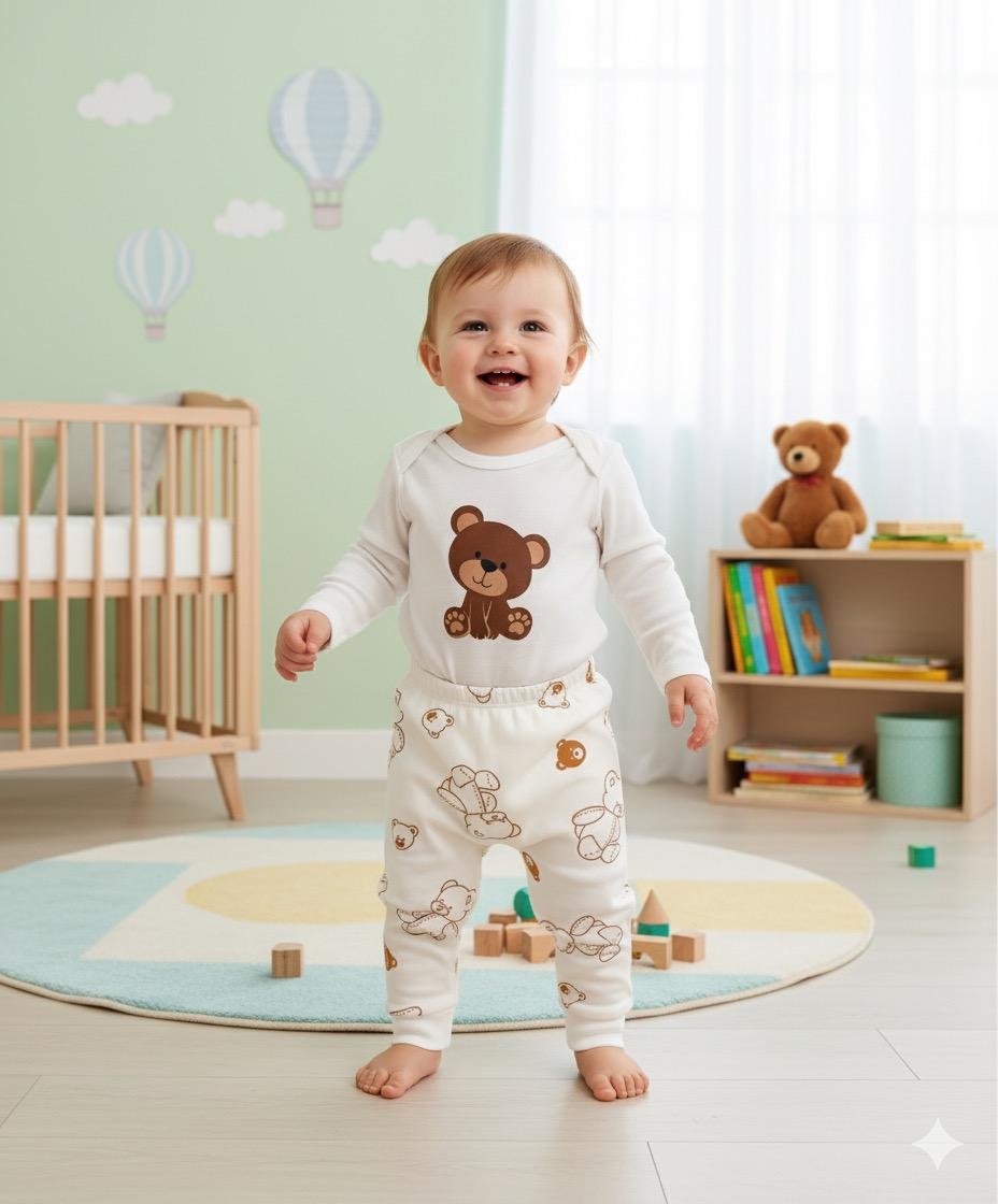 Teddy Bear Baby Tracksuit — 2-Piece Cotton Set