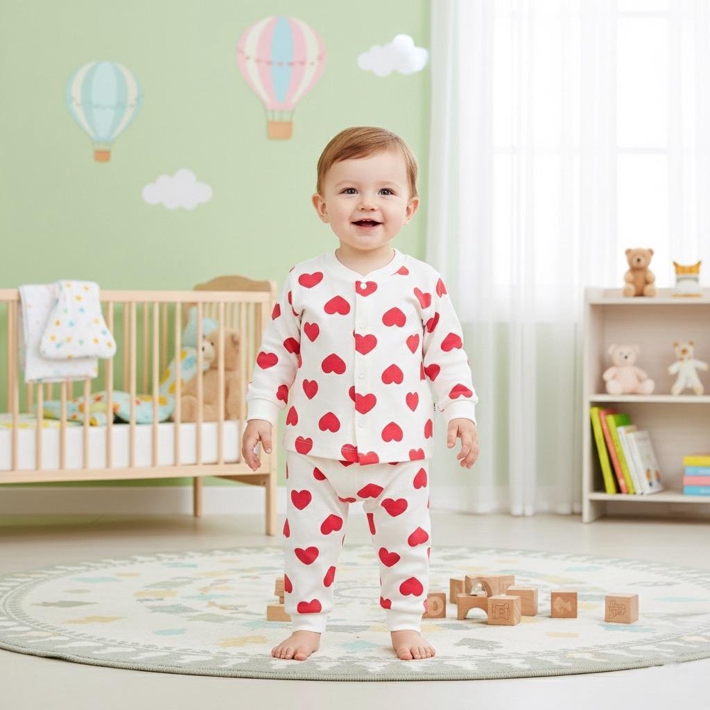 Red Heart Baby Tracksuit — 2-Piece Cotton Set