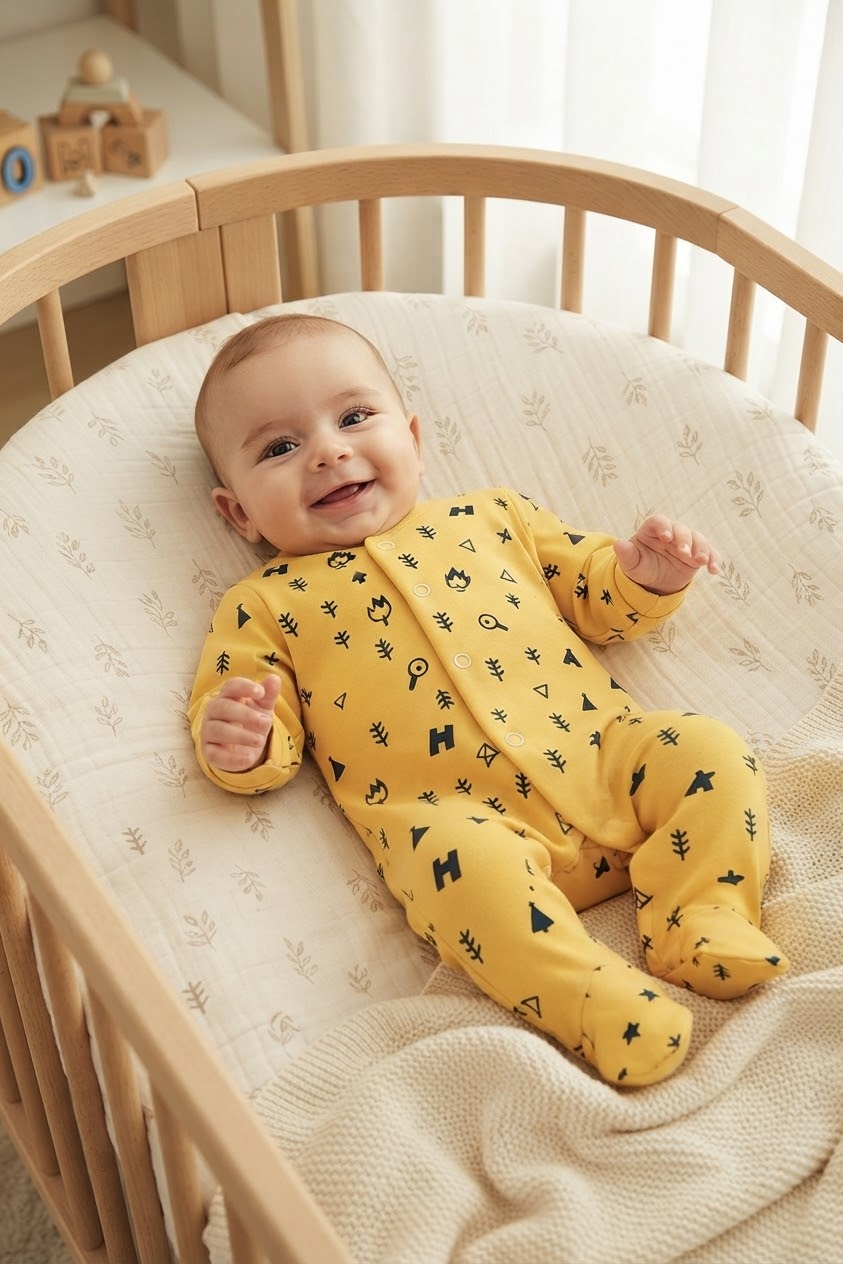 Yellow Arrows Baby Romper — Soft Cotton