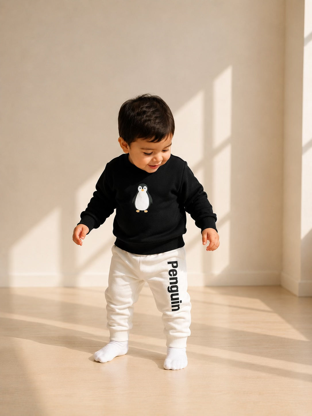 Premium Baby Winter Tracksuit – Soft Cotton Milton Set | Penguin Design (unisex)