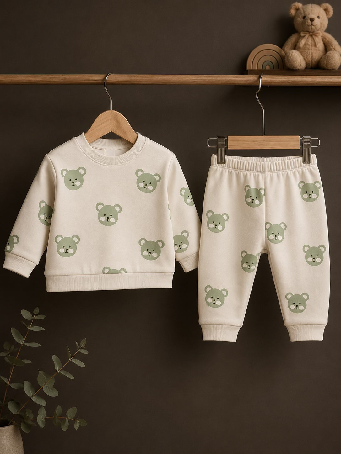 Coffee Teddy Bear Baby set— 2-Piece cotton  Set
