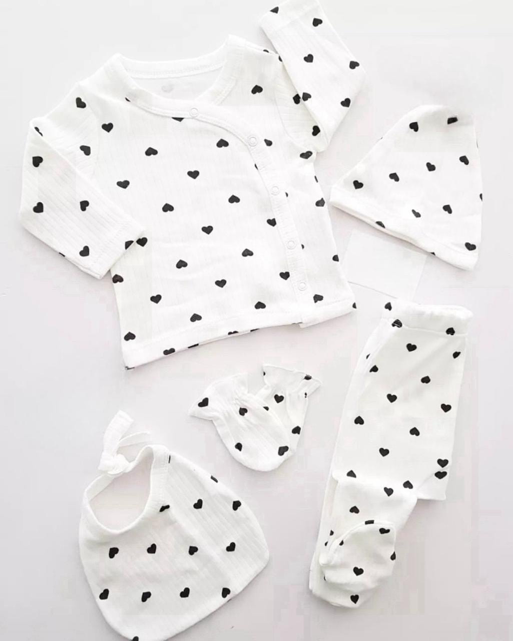 Black Hearts 5-Piece Baby Pajama Set