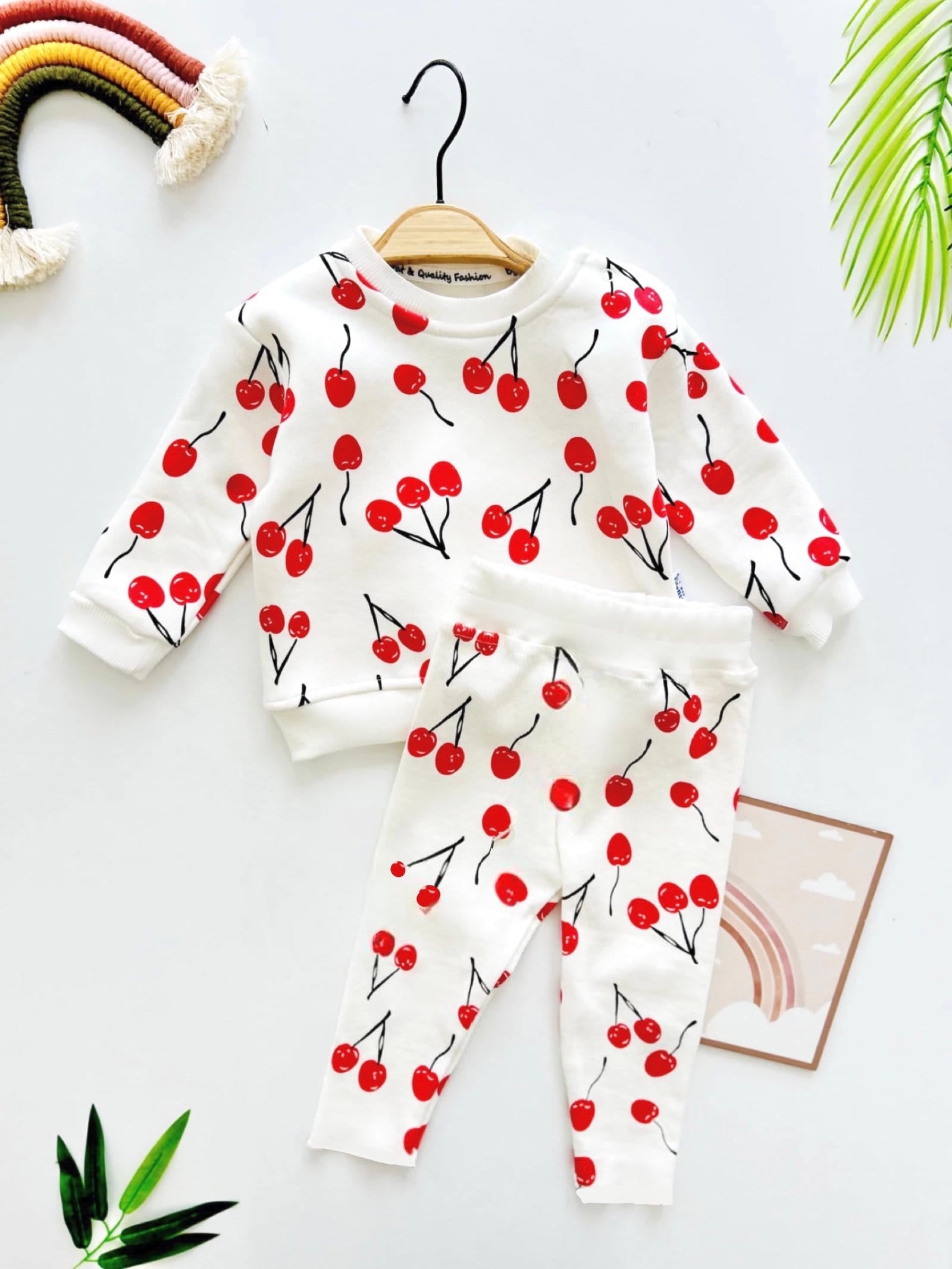 Cherry Summer Baby Tracksuit — 2-Piece Cotton Set