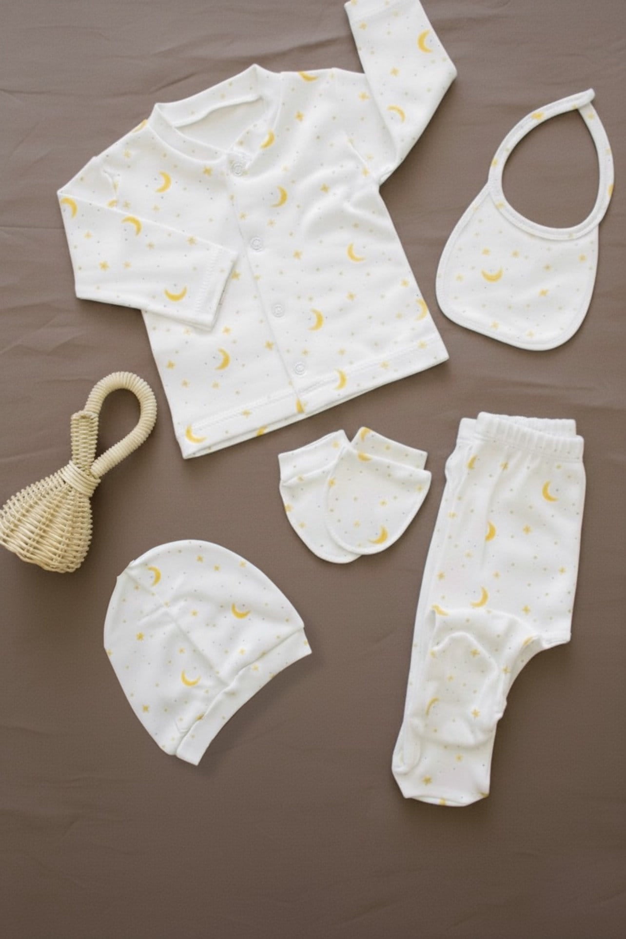 Moon & Stars 5-Piece Cotton Baby Pajama Set
