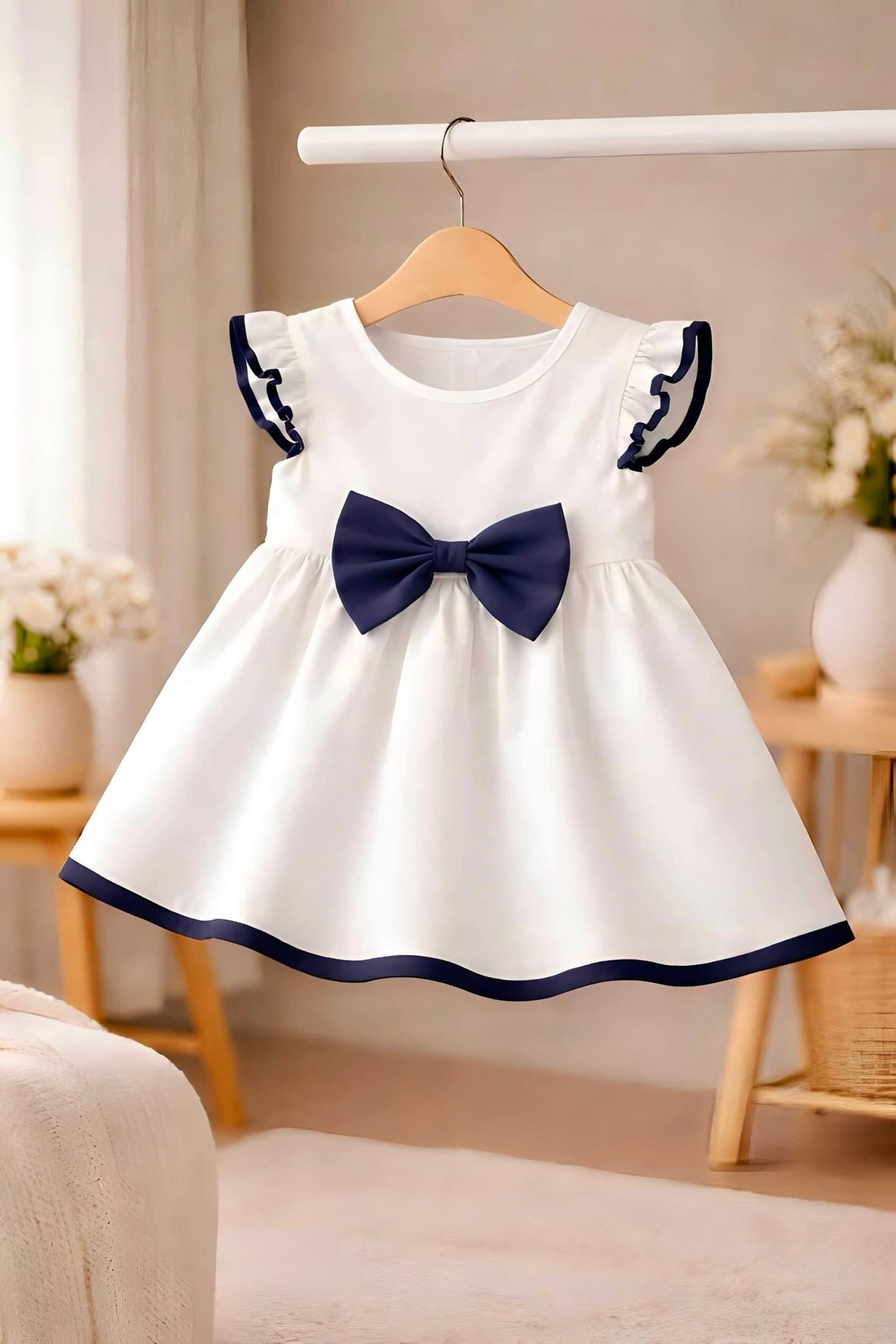 Little Princess Dress "Lavin" — Rosaline with Burgundy Bow