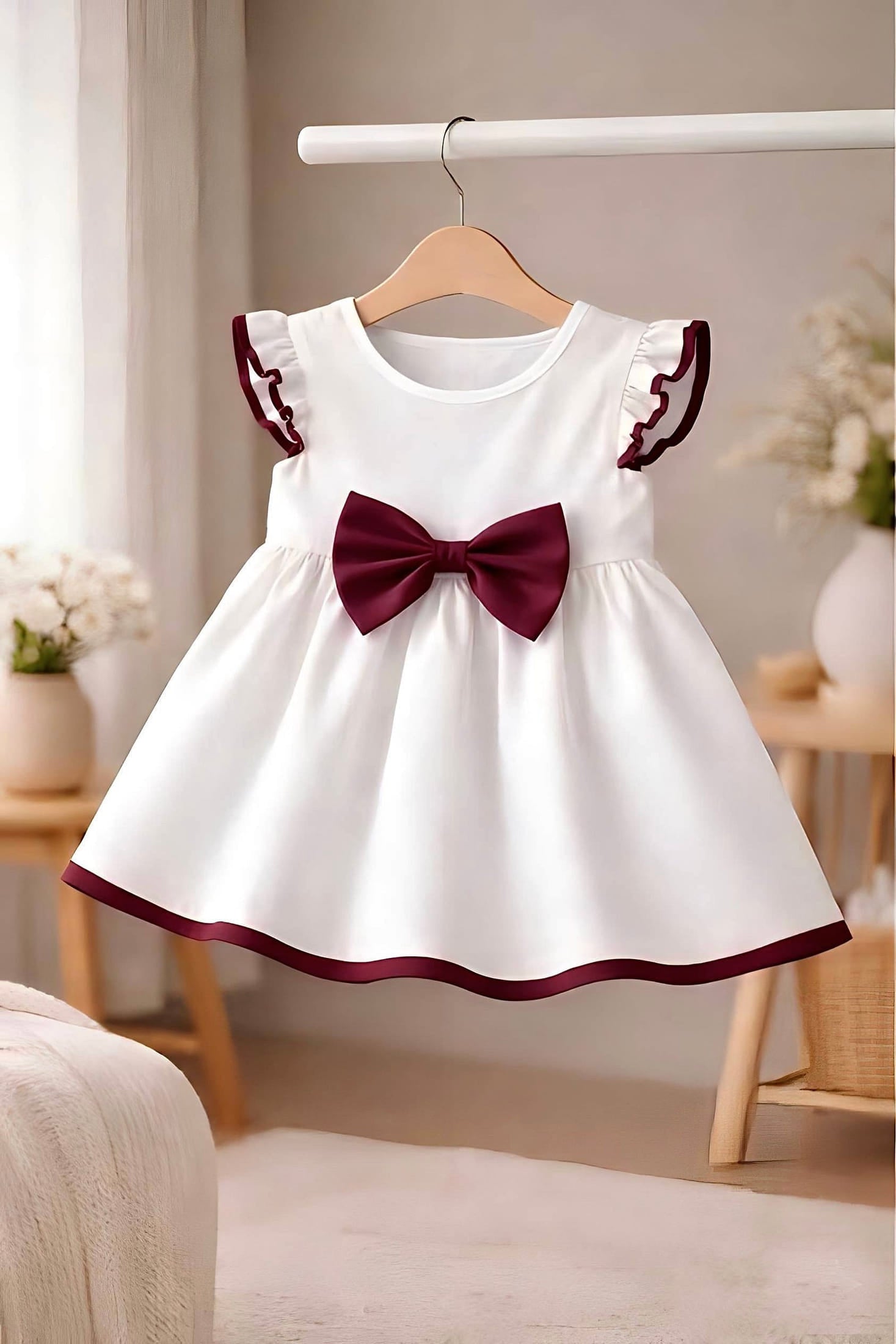 Little Princess Dress Layan — Rosaline with Burgundy Bow
