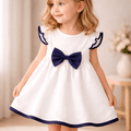 Little Princess Dress "Lavin" — Rosaline with Burgundy Bow