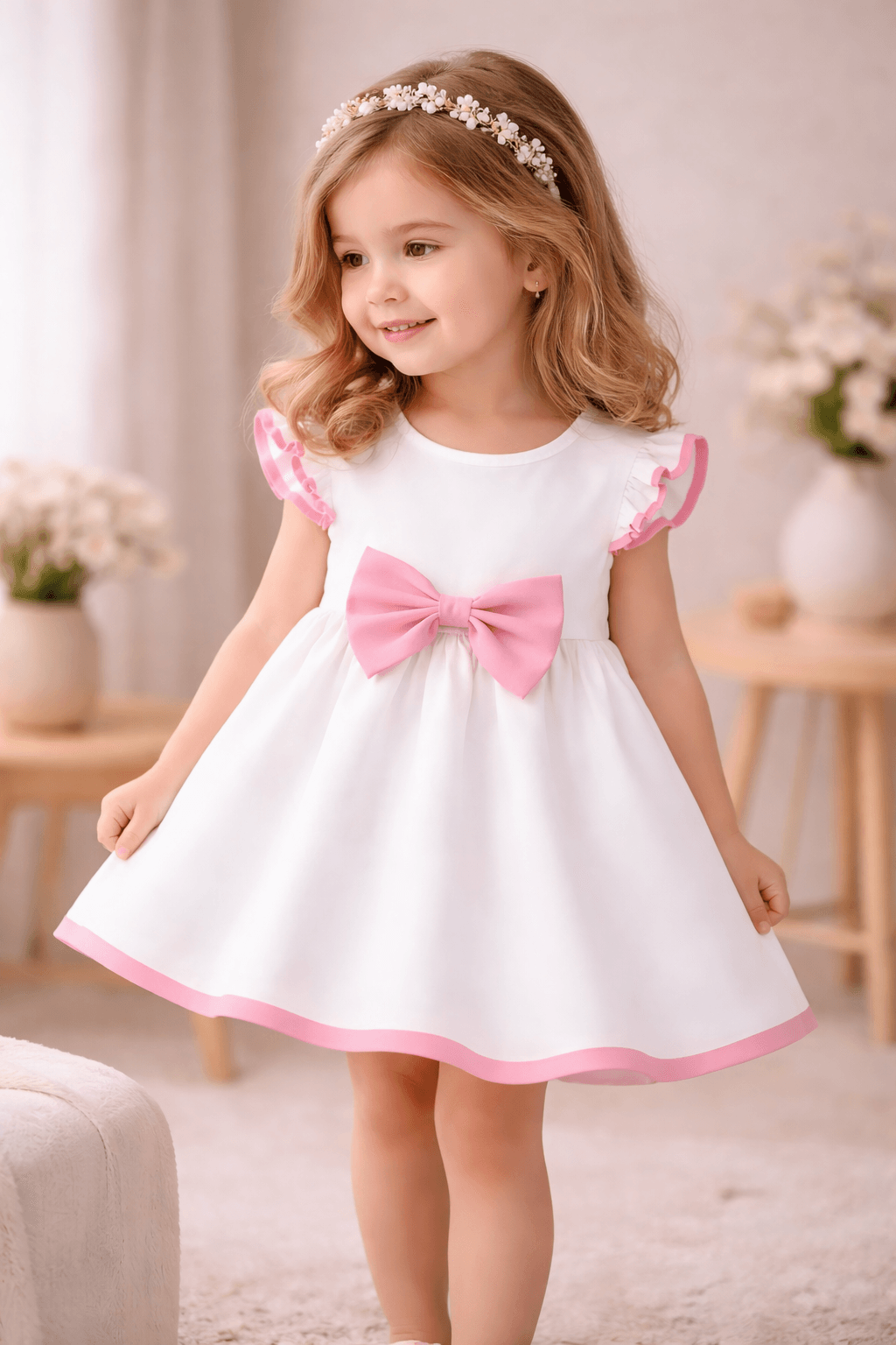 Little Princess Dress "Loli" — Rosaline with Burgundy Bow