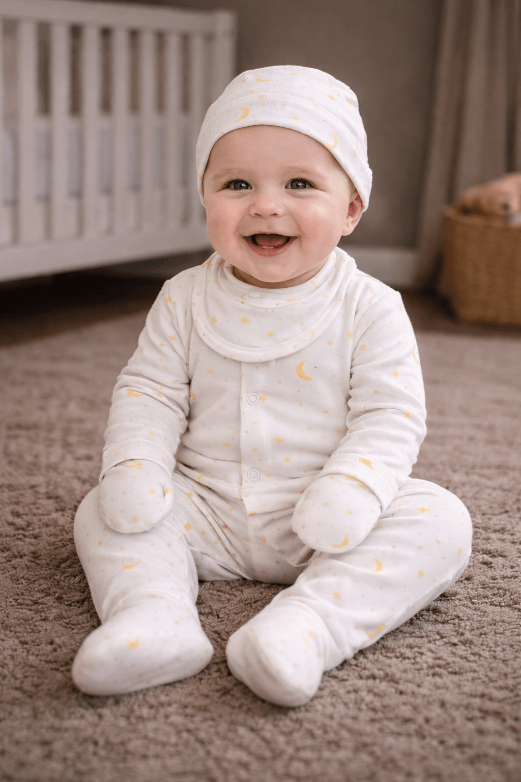 Moon & Stars 5-Piece Cotton Baby Pajama Set