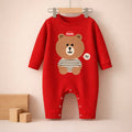 Happy Bear Baby Romper — Vibrant Red