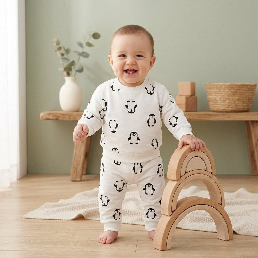 Happy Penguin Summer Baby Tracksuit — 2-Piece Set