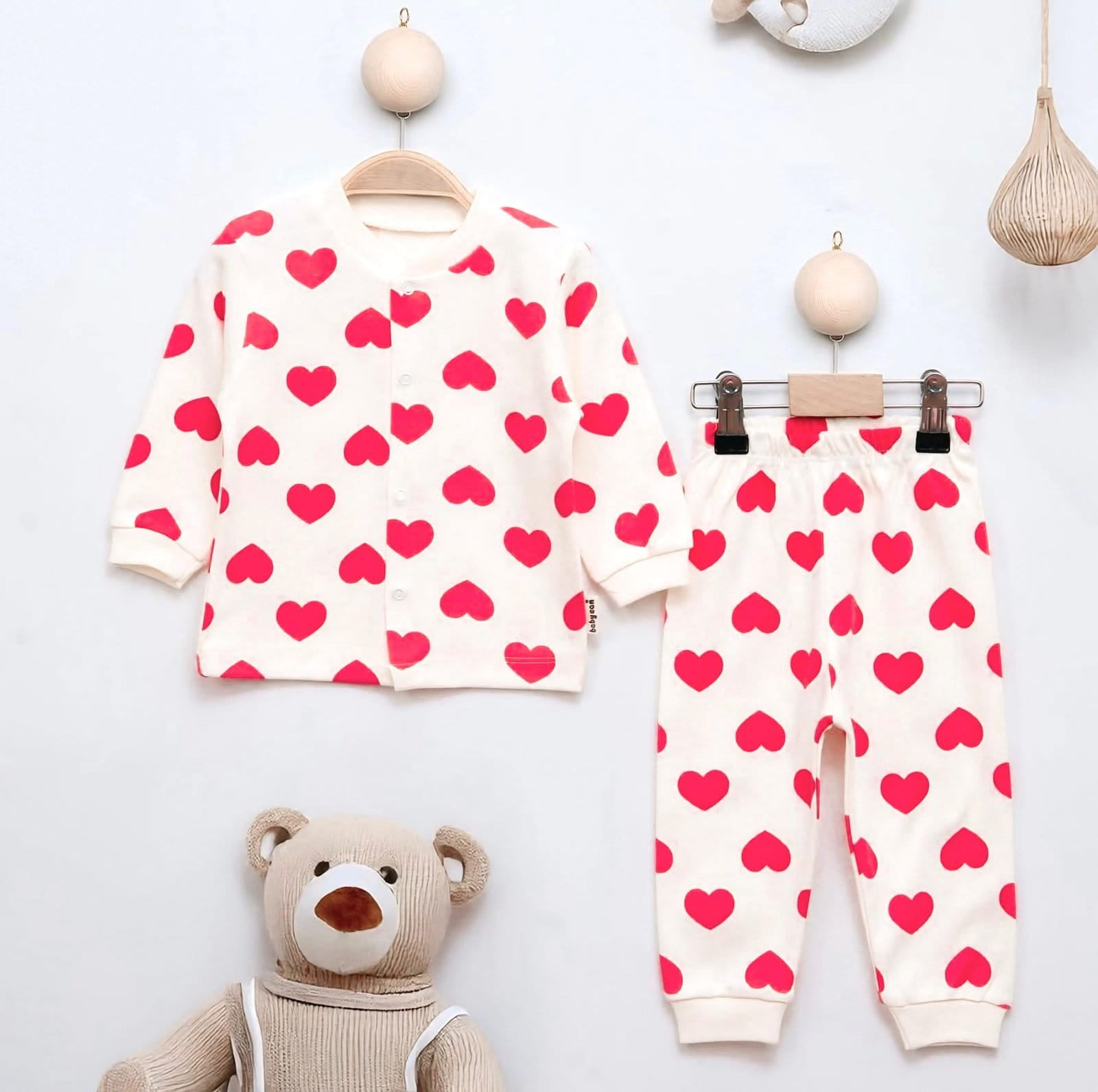 Red Heart Baby Tracksuit — 2-Piece Cotton Set