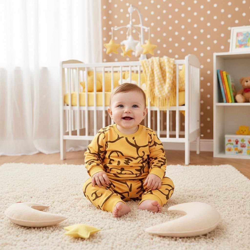 Cartoon Tiger Summer Baby Set — Yellow Cotton
