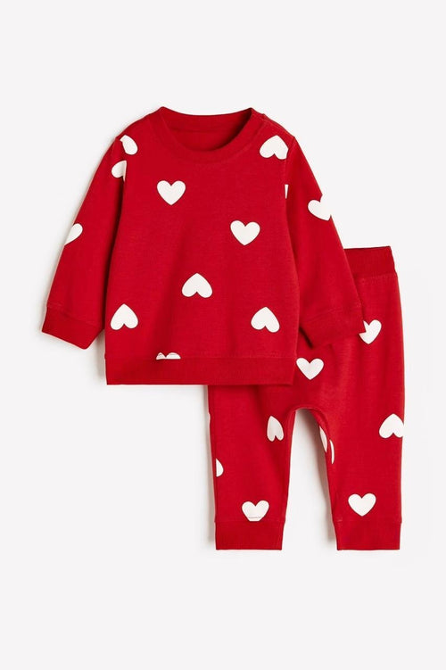 White Hearts Summer Baby Set — Red & White Cotton