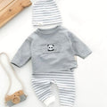 Panda 3-Piece Baby Set — Grey Stripe Cotton