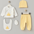 Cloud Car 5-Piece Newborn Set — Soft Yellow & White Cotton