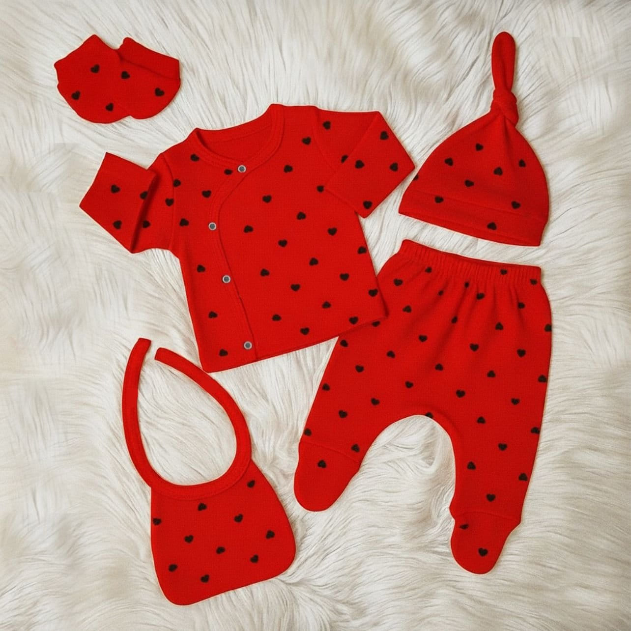 Black Hearts 5-Piece Pajama Set