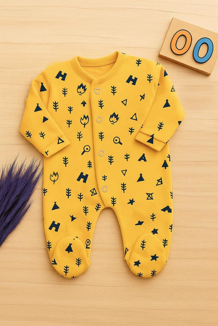 Yellow Arrows Baby Romper — Soft Cotton