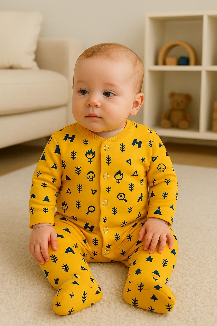Yellow Arrows Baby Romper — Soft Cotton