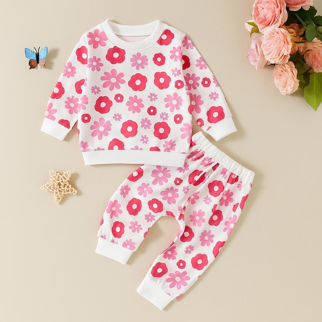 Floral Girls' Summer Baby Tracksuit — Soft Cotton