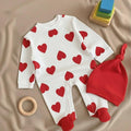 Love Hearts Baby Romper with Matching Hat