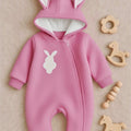 Bunny Winter Baby Romper / Onesie — Pink