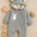 Bunny Winter Baby Romper / Onesie — Grey