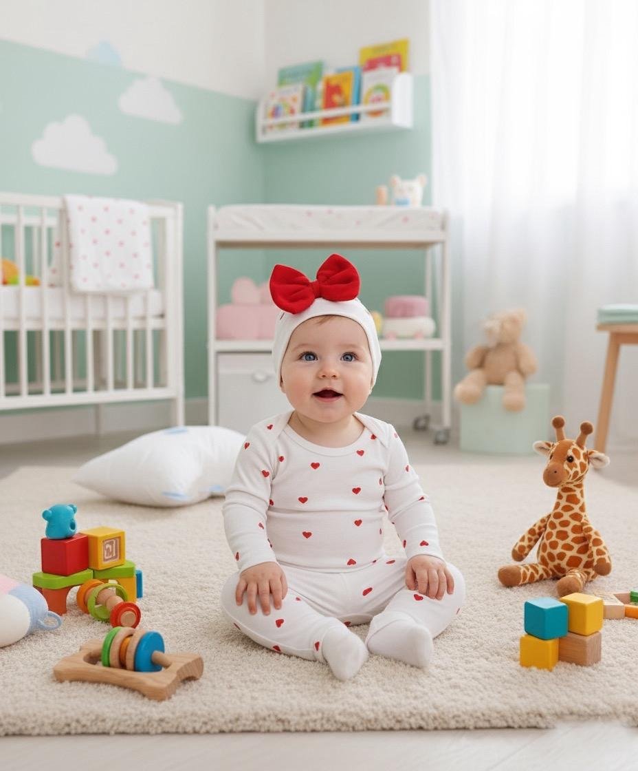 Hearts Baby Tracksuit with Hat — 3-Piece Cotton Set