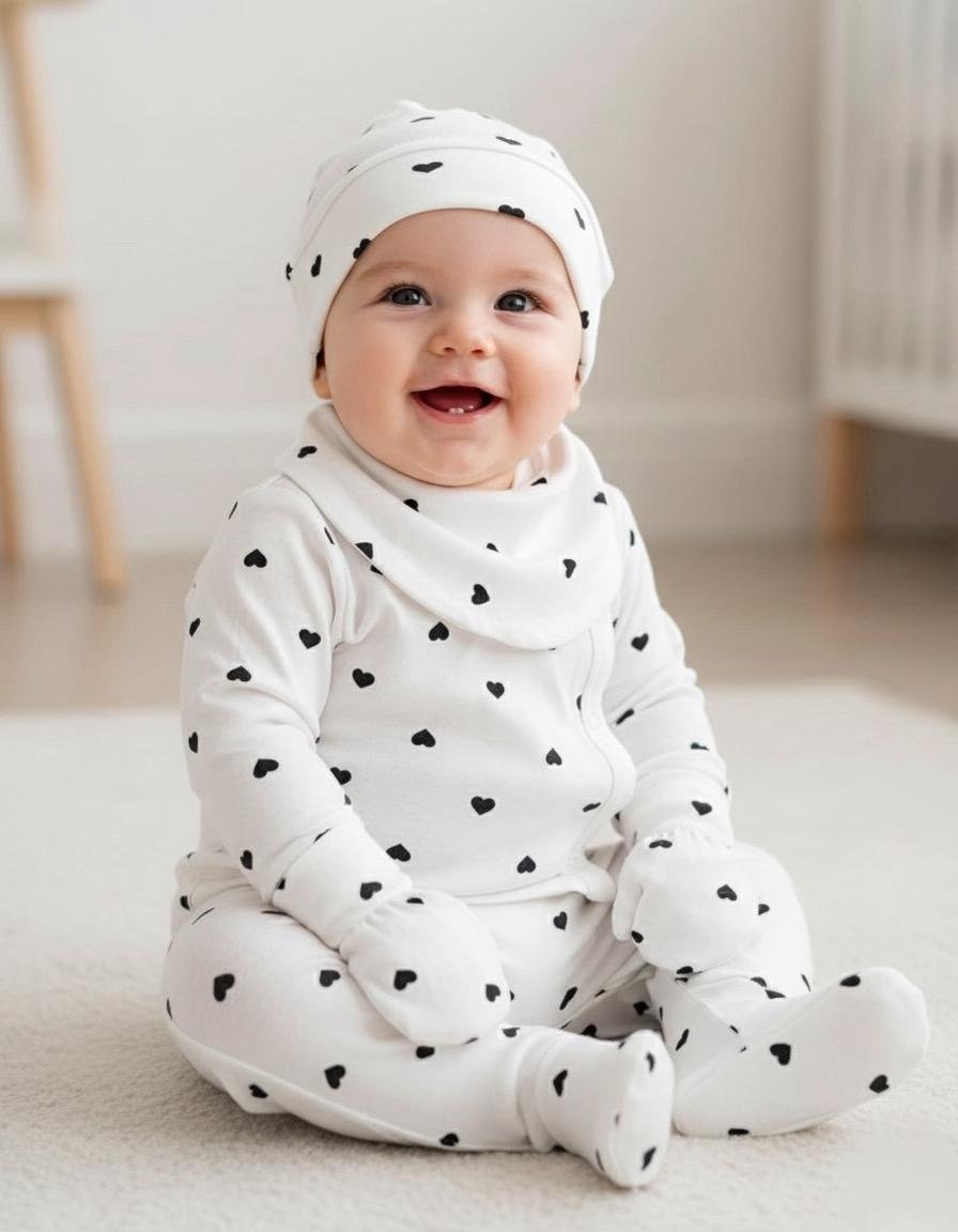 Black Hearts 5-Piece Baby Pajama Set