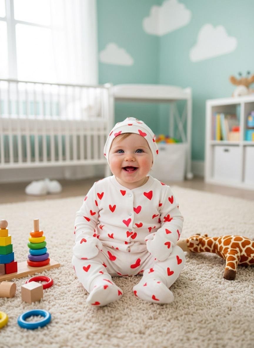 Red Hearts 5-Piece Baby Pajama Set