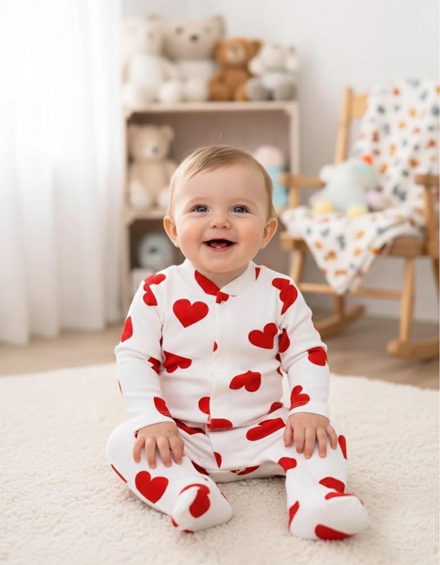 Red Hearts Baby Romper
