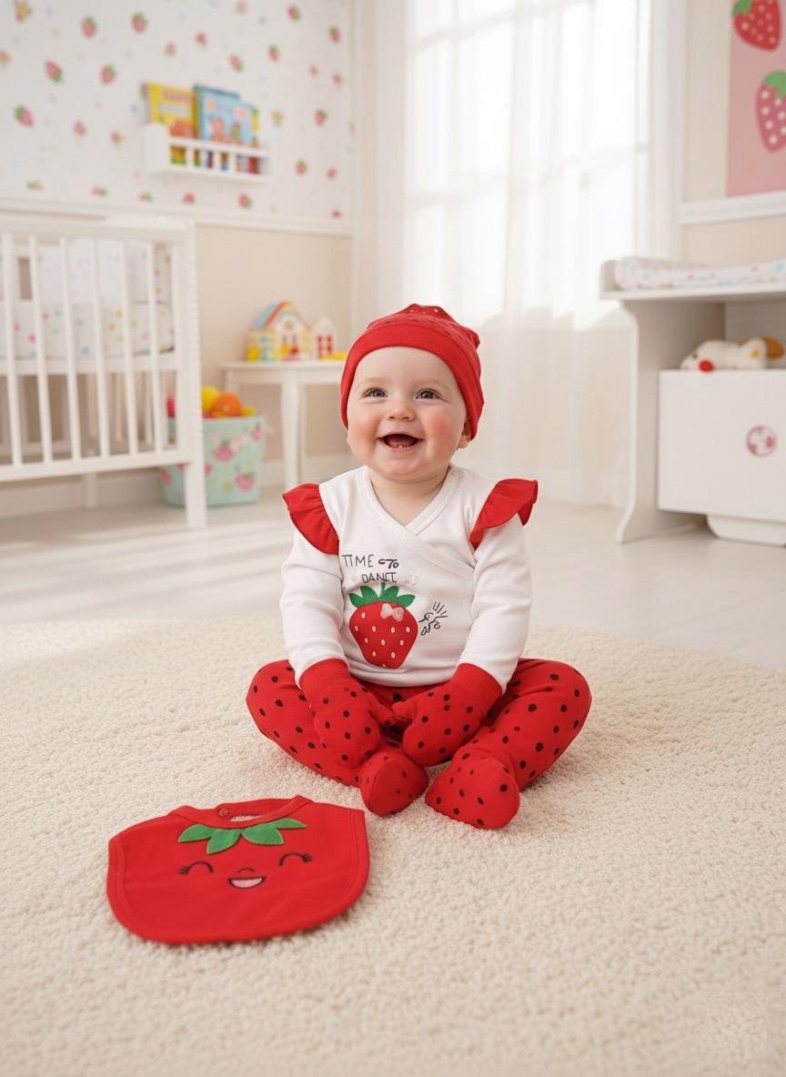 Strawberry 5-Piece Baby Pajama Set