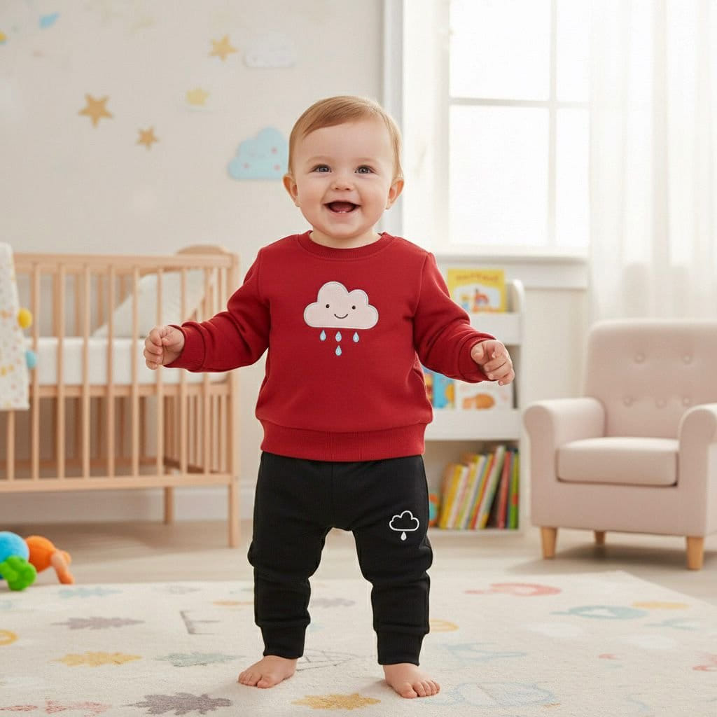 Rain Cloud Winter Baby Tracksuit — Wool-Lined Melton