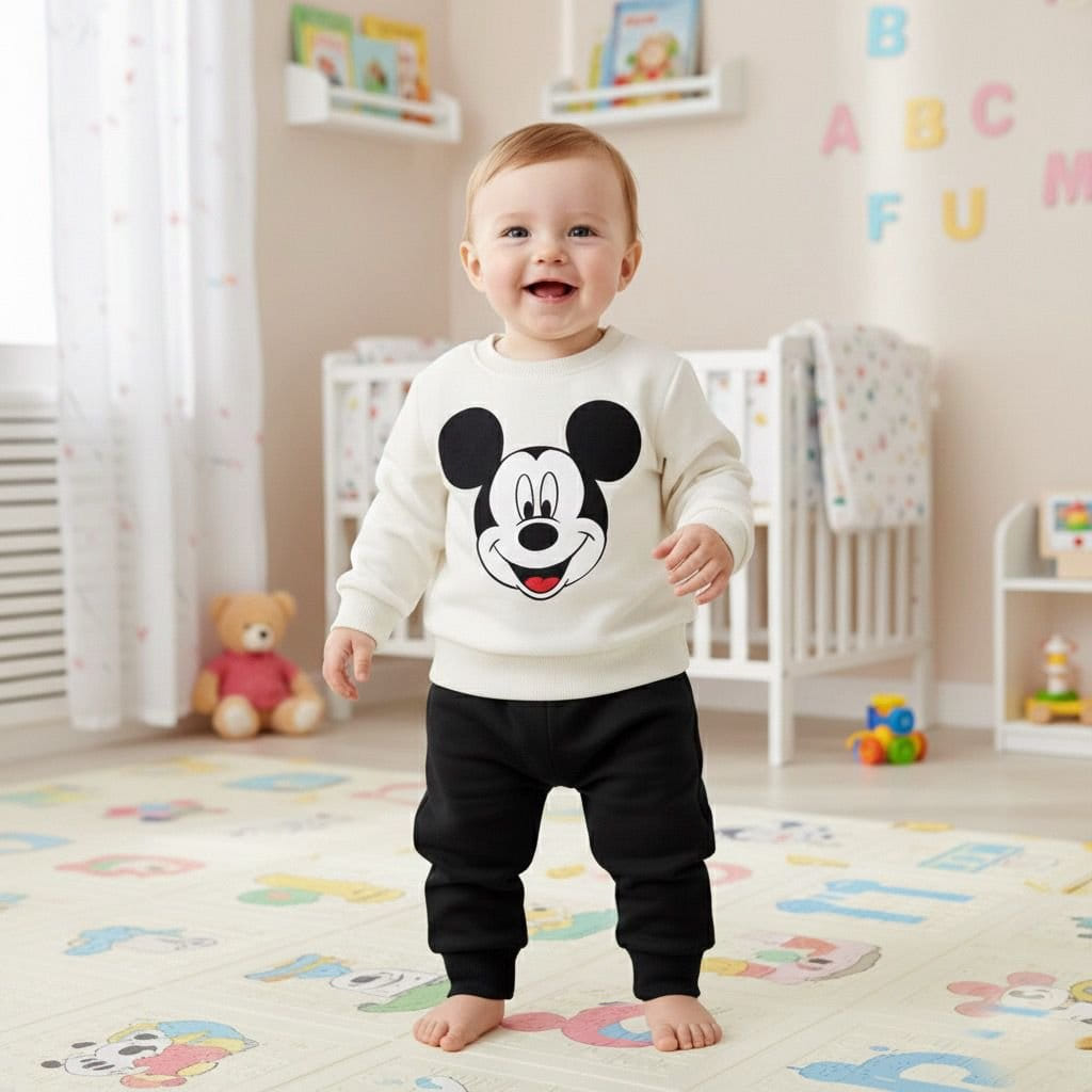 Mickey Mouse Warm Winter Baby Tracksuit — Fleece-Lined
